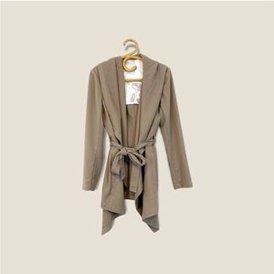 Soia & Kyo | Taupe Hooded Open Front Belted Jacket Size L